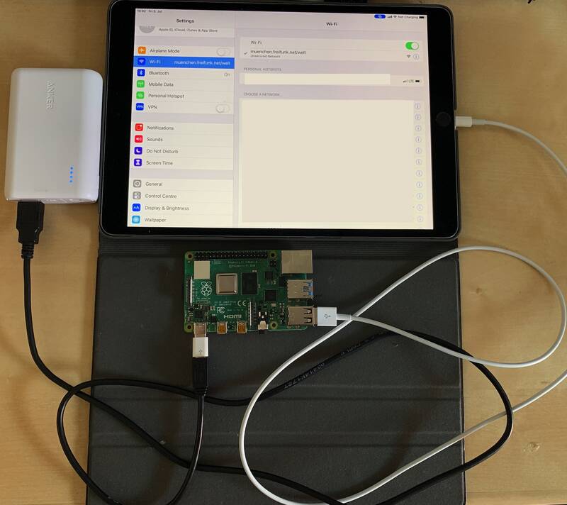 Bild: Raspberry 4 Offloader mit Tethering via iOS-Device Bild: Raspberry 4 Offloader mit Tethering via iOS-Device